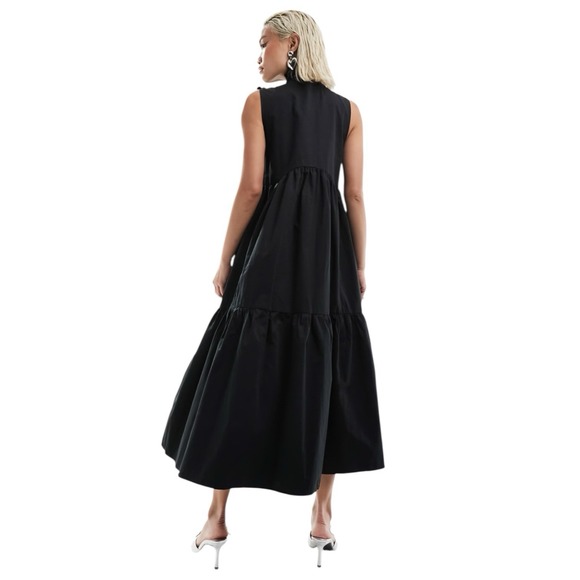 Sister Jane Dress Size XS Peggy Bow Neck Midi Black Swing Sleeveless New NWT - Picture 3 of 13